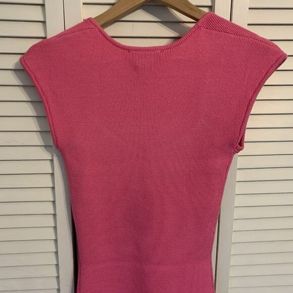 NWT Betsey Johnson Womens M Kaylee Mini Dress Barbie Pink Ribbed Cap Sleeves NEW - Picture 8 of 15